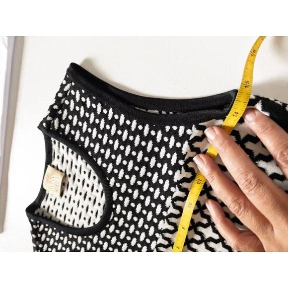 Torn By Ronny Kobo Black & White Sleeveless Patterned Knit Dress SZ XS - Picture 5 of 7